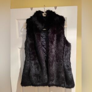 Banana Republic Black Faux Fur Vest